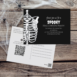 Halloween Spooky Skeleton QR Code Social Media Briefkaart