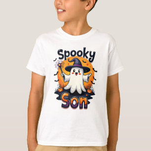 Halloween Spooky Son Ghost with Witch Pet T-shirt