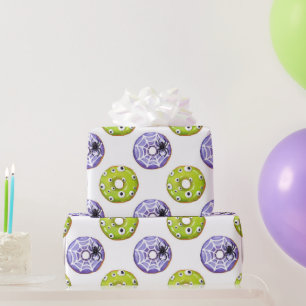 Halloween Spooky Spider & Green Eyed Monster Donut Cadeaupapier