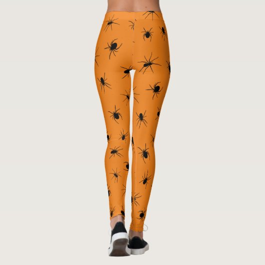 Halloween Spooky Spider Print Oranje Leggings (Achterkant)