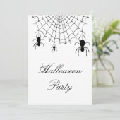 Halloween Spooky Spiders Black White Party Kaart (Staand voorkant)
