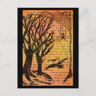 Halloween Spooky Trees Birds Spiderweb Briefkaart