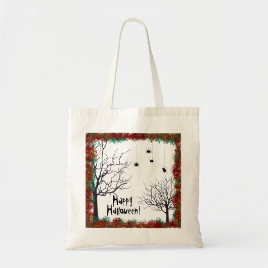 Halloween Spooky Trees Spiders Herfst Foliage Bord Tote Bag (Voorkant)