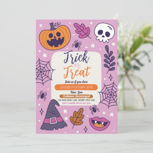 Halloween Spooky Trick or treat Party Pumpkins Kaart (Staand voorkant)