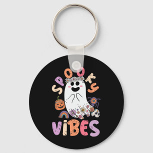Halloween Spooky Vibes Schattige Ghost Groovy Cost Sleutelhanger