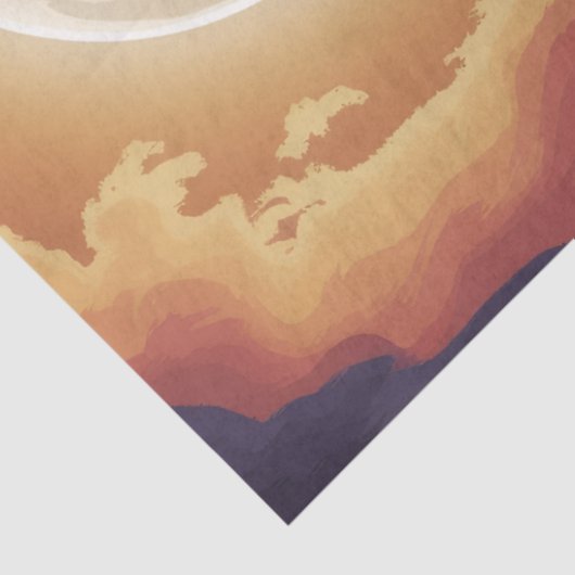 Halloween Spooky Witch Vliegen Over Een Volle Maan Tissuepapier (Detail)