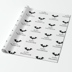 Halloween Spooky zwart-witte vleermuizen patroon Cadeaupapier