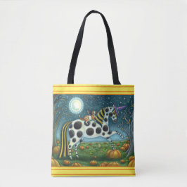 HALLOWEEN SPOTTED PONY AND BAT CAT Whimsical Horse Draagtas