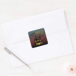 Halloween Spukhuis Bedankt Vierkante Sticker