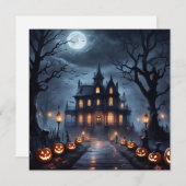 Halloween Spukhuis Feestdagenkaart (Voorkant / Achterkant)