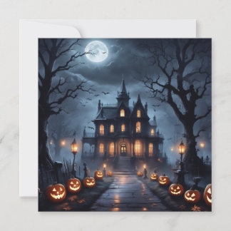 Halloween Spukhuis Feestdagenkaart