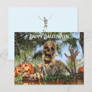 Halloween squelette et carte postale Citrouille