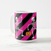 Halloween Squelette rose / Mug de café rayé noir (Devant gauche)