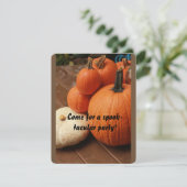 Halloween staat om de hoek, vier pompoenen kaart (Staand voorkant)
