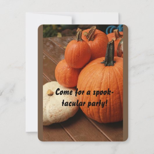 Halloween staat om de hoek, vier pompoenen kaart (Voorkant)