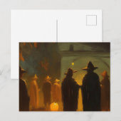 Halloween stad samenkomst briefkaart (Voorkant / Achterkant)