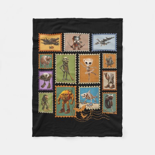 Halloween Stal Stamps Italian Brainrot Zombie Fleece Deken (Voorkant)