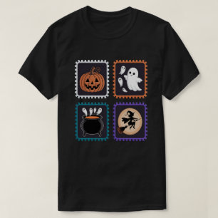 Halloween Stamp Borduurwerk Design – Pompoen, Ghos T-shirt