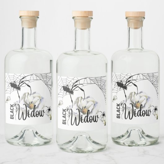 Halloween Stamp Collectie "Black Widow" Likeurfles Etiket (Flessen)