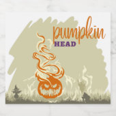 Halloween Stamp Collectie "Pumpkinhead" Likeurfles Etiket (Enkel label)
