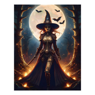 Halloween Steampunk Forest Witch Foto Afdruk