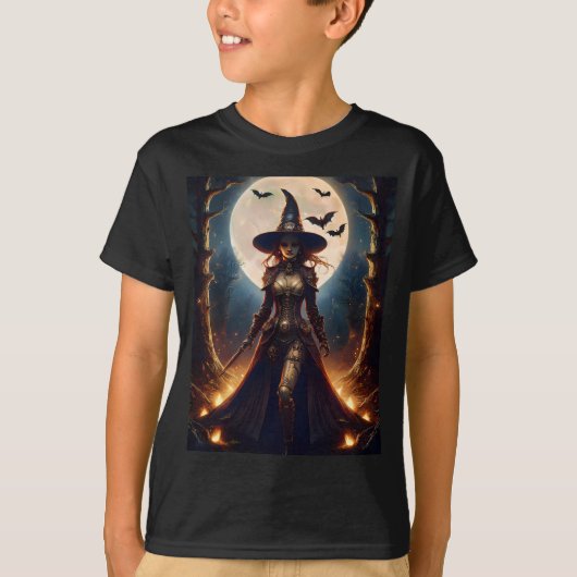 Halloween Steampunk Forest Witch T-shirt (Voorkant)