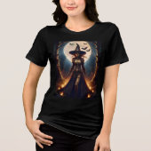 Halloween Steampunk Forest Witch Tri-Blend Shirt (Voorkant)