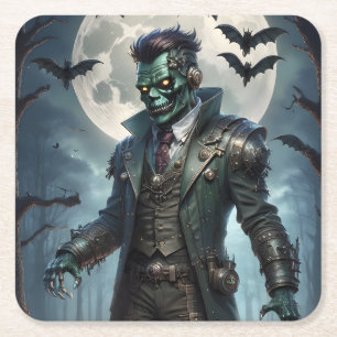 Halloween Steampunk Frankenstein-monster Vierkante Kartonnen Onderzetter