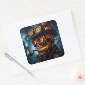 Halloween Steampunk Gothic Jack-O-Lantern Vierkante Sticker (Envelop)