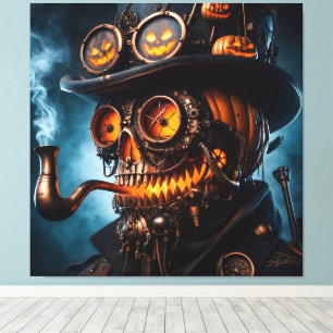 Halloween Steampunk Gotische Jack-O-Lantern Canvas Afdruk