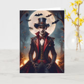 Halloween Steampunk Gotische Zombie Vampier Kaart (Gele Bloem)