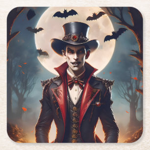 Halloween Steampunk Gotische Zombie Vampier Vierkante Kartonnen Onderzetter