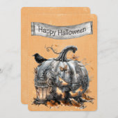 Halloween Steampunk Grijze Pompoen (Voorkant / Achterkant)