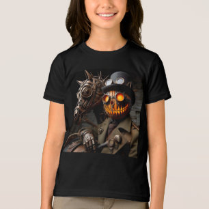 Halloween Steampunk Jack-O-Lantern Horseman Tri-Blend Shirt