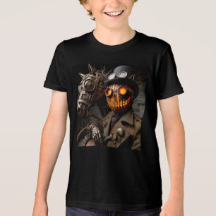 Halloween Steampunk Jack-O-Lantern Horseman Tri-Blend Shirt