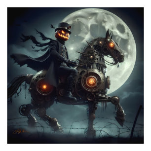 Halloween Steampunk Paard zonder Hoofd Foto Afdruk