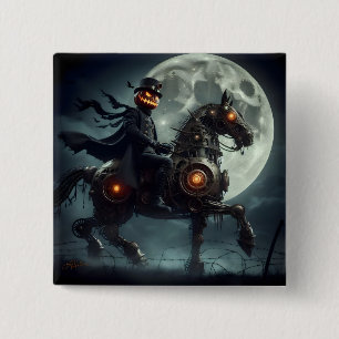 Halloween Steampunk Paard zonder Hoofd Vierkante Button 5,1 Cm