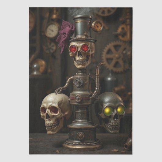 Halloween Steampunk Skeleton Tissuepapier (Voorkant)