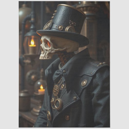 Halloween Steampunk Skeleton Tissuepapier (Voorkant)