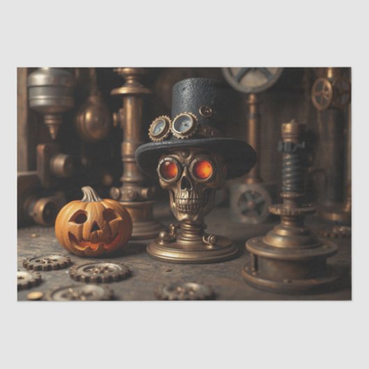 Halloween Steampunk Skull Tissuepapier (Voorkant)