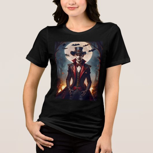 Halloween Steampunk Vampire Zombie Tri-Blend Shirt (Voorkant)