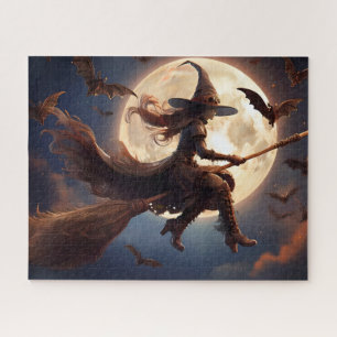 Halloween Steampunk Witch Moonlight Flight Legpuzzel