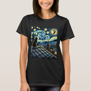 Halloween Sterrennacht Zwarte Kat Komma La Kamala T-shirt