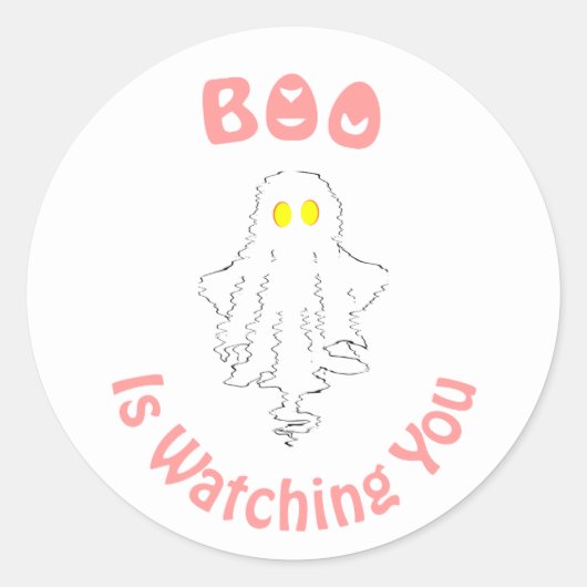 Halloween Sticker | Boo Kijkt Naar Je (Voorkant)