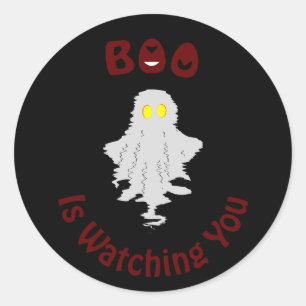 Halloween Sticker Boo Kijkt Naar Je