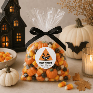 Halloween Sticker – Driehoekige Pompoen Gezicht