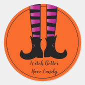 Halloween Sticker-heks Ronde Sticker (Voorkant)