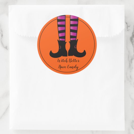 Halloween Sticker-heks Ronde Sticker (Tas)