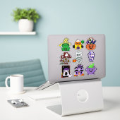 Halloween Sticker Pack voor kinderen - Spooky Scha (Laptop op bureau)