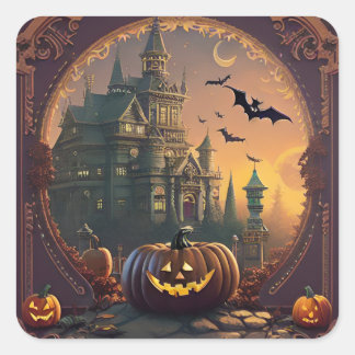 Halloween Sticker  pompoen scène twee